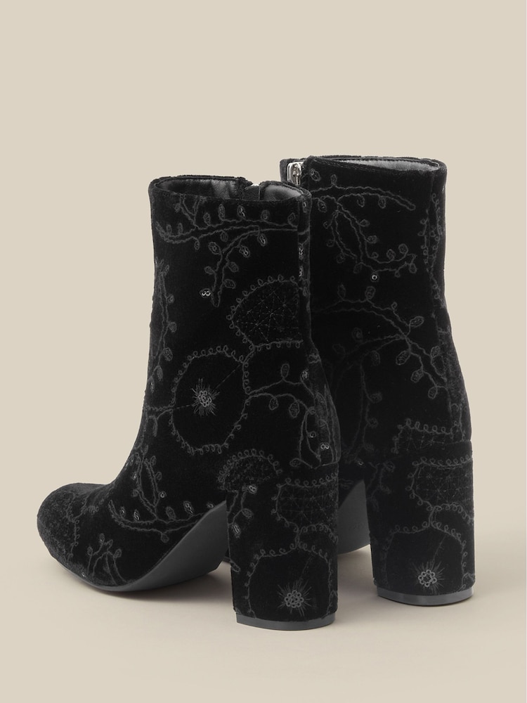 Monsoon Black Glory Embroidered Ankle Boots - Image 3 of 3 Monsoon Black Glory Embroidered Ankle Boots - Image 3 of 3
