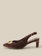 Monsoon Brown Juni Embellished Slingback Heels - Image 1 of 3