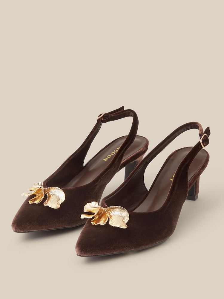 Monsoon Brown Juni Embellished Slingback Heels - Image 2 of 3