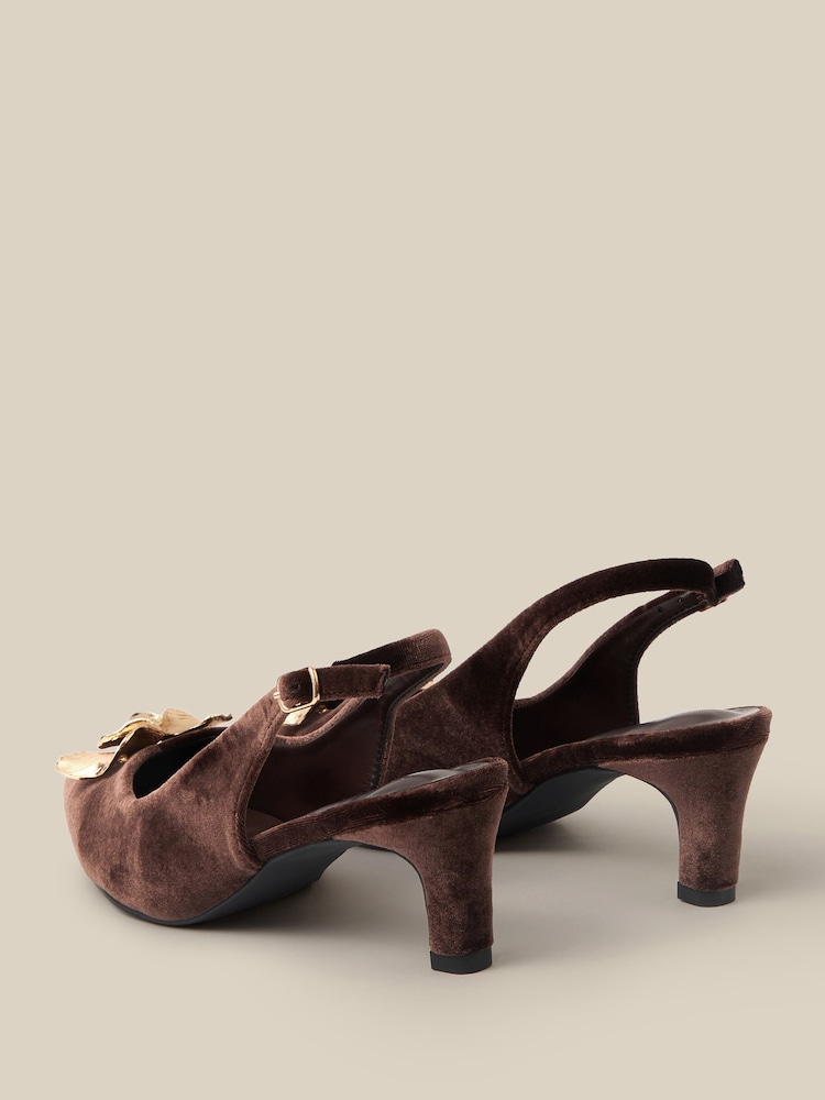 Monsoon Brown Juni Embellished Slingback Heels - Image 3 of 3