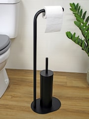 Showerdrape Black Aspen Freestanding Toilet Roll Holder and Brush Holder - Image 2 of 4