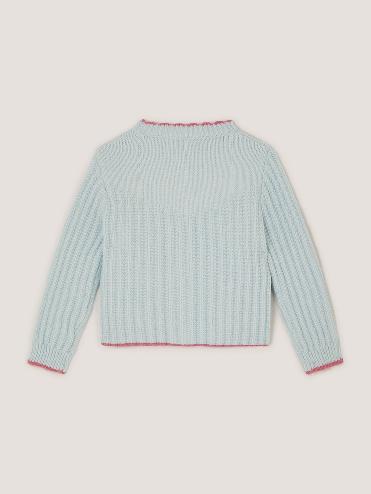 Monsoon Blue Butterfly Embroidered Knit Cardigan - Image 2 of 3 Monsoon Blue Butterfly Embroidered Knit Cardigan - Image 2 of 3