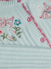 Monsoon Blue Butterfly Embroidered Knit Cardigan - Image 3 of 3