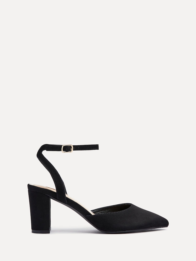 Linzi Black Chrome Carrie Open Back Court Block Heels - Image 2 of 5