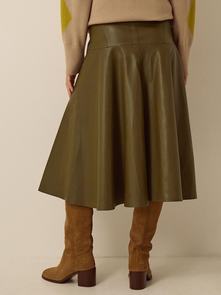 Monsoon Green Dianne Faux Leather Midi Skirt - Image 2 of 3 Monsoon Green Dianne Faux Leather Midi Skirt - Image 2 of 3