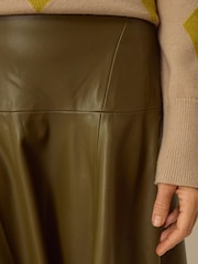 Monsoon Green Dianne Faux Leather Midi Skirt - Image 3 of 3