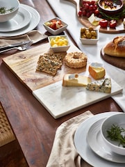White Marble & Wood Serve Board - Image 1 of 4
