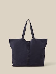 Monsoon Blue Perl Suede Tote Bag - Image 1 of 4