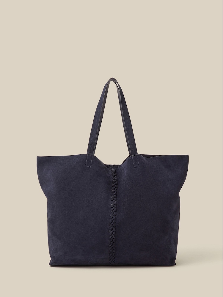 Monsoon Blue Perl Suede Tote Bag - Image 1 of 4