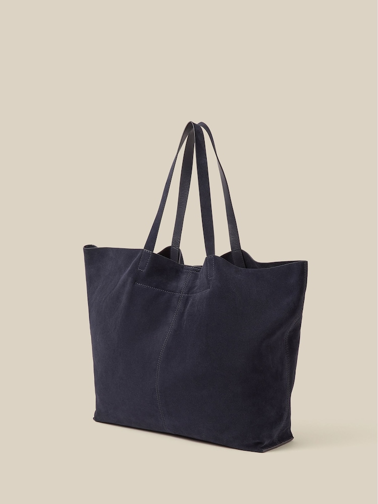 Monsoon Blue Perl Suede Tote Bag - Image 2 of 4