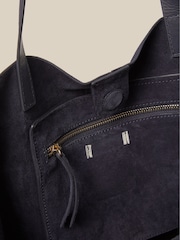 Monsoon Blue Perl Suede Tote Bag - Image 4 of 4