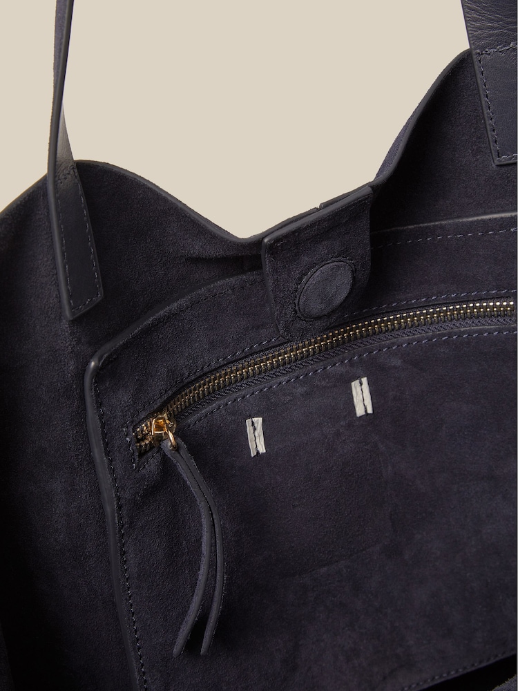 Monsoon Blue Perl Suede Tote Bag - Image 4 of 4