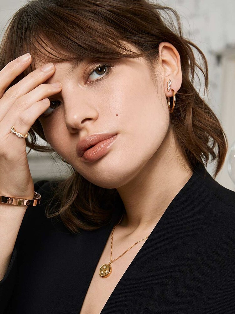 Mint Velvet Gold Plated Hoop Earrings - Image 2 of 3 Mint Velvet Gold Plated Hoop Earrings - Image 2 of 3