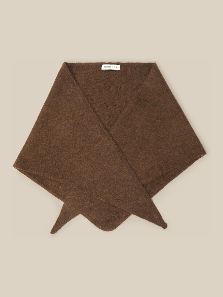 Monsoon Chocolate Brown Fae Knitted Triangle Scarf - Image 1 of 2 Monsoon Chocolate Brown Fae Knitted Triangle Scarf - Image 1 of 2