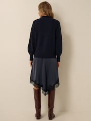Monsoon Blue Suzy Lace Satin Midi Dress - Image 3 of 4