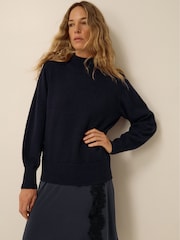 Monsoon Blue Suzy Lace Satin Midi Dress - Image 4 of 4