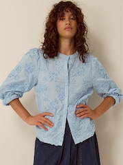 Monsoon Blue Blair Floral Appliqué Blouse - Image 1 of 4