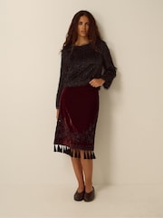 Monsoon Black Tessa Long Sleeve Fringe Top - Image 5 of 5