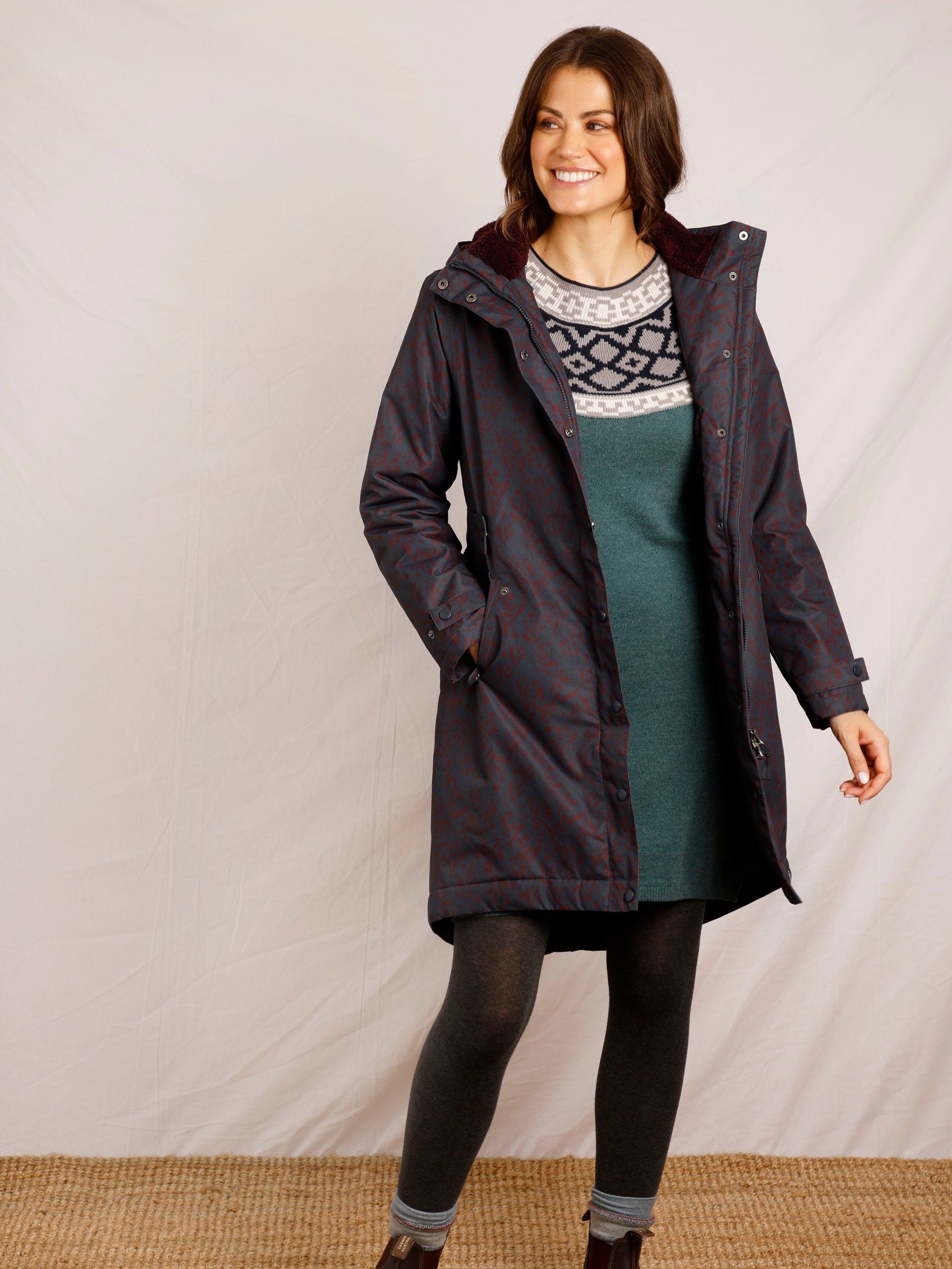 Buy Weird Fish Blue Sena Recycled Printed Waterproof Coat from Next Luxembourg