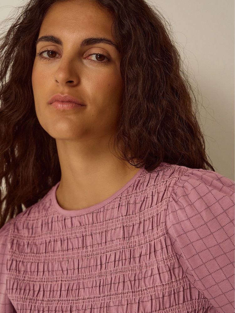 Monsoon Charli Check Smocked Jersey Top - Slika 2 iz 4