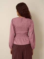 Monsoon Charli Check Smocked Jersey Top - Slika 3 iz 4