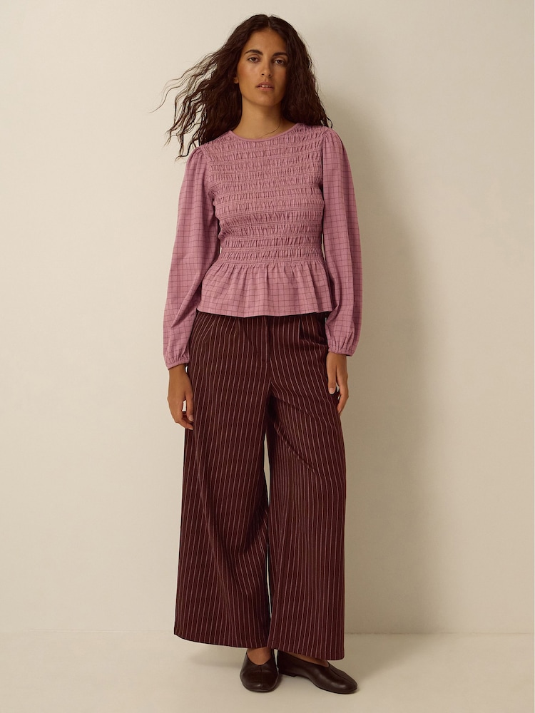 Monsoon Charli Check Smocked Jersey Top - Slika 4 iz 4