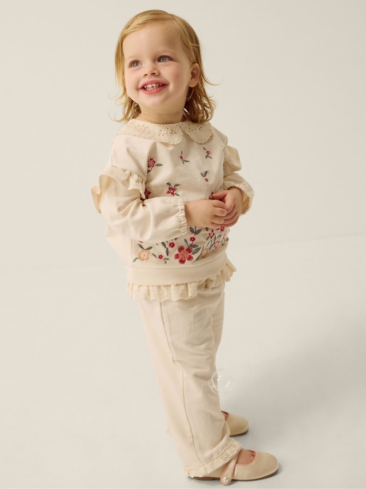 Monsoon Cream Baby Floral Print Sweatshirt & Joggers Set - Image 1 of 4 Monsoon Cream Baby Floral Print Sweatshirt & Joggers Set - Image 1 of 4