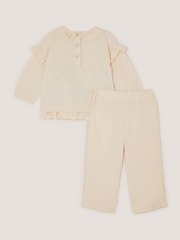 Monsoon Cream Baby Floral Print Sweatshirt & Joggers Set - Image 3 of 4
