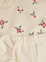 Monsoon Cream Baby Floral Print Sweatshirt & Joggers Set - Image 4 of 4