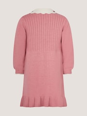Monsoon Pink Baby Embroidered Cable Knit Dress - Image 2 of 3