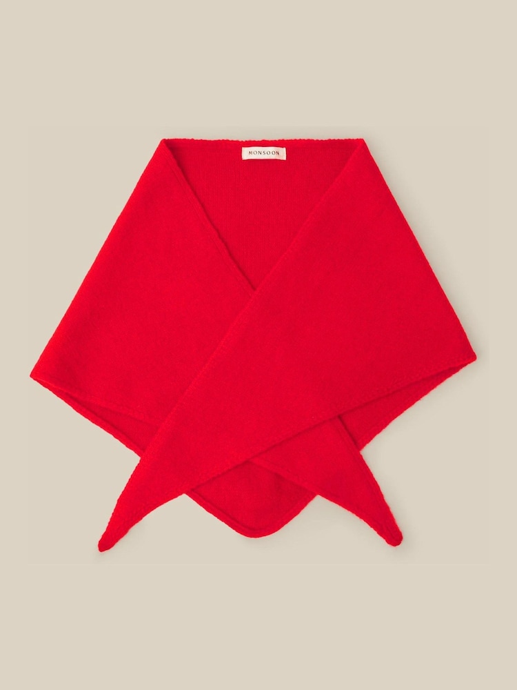 Monsoon Red Fae Knitted Triangle Scarf - Image 1 of 2 Monsoon Red Fae Knitted Triangle Scarf - Image 1 of 2