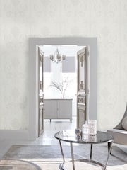 Laura Ashley Pearlescent White Josette 10M Wallpaper - Image 1 of 4