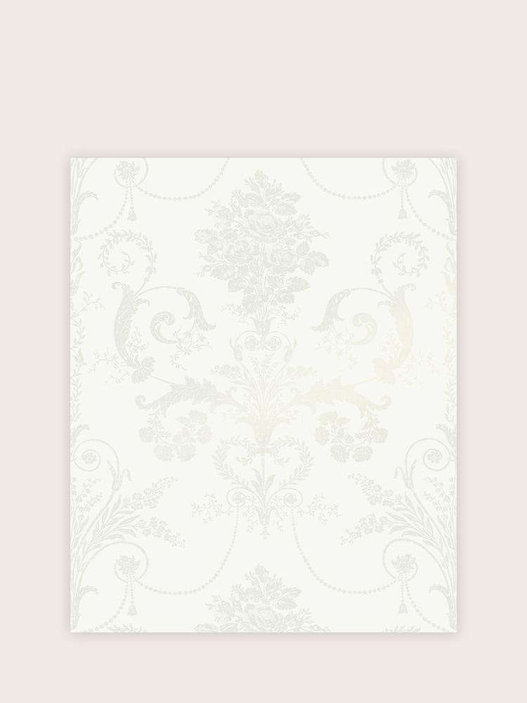 Laura Ashley Pearlescent White Josette 10M Wallpaper - Image 2 of 4