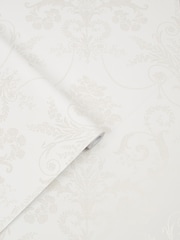 Laura Ashley Pearlescent White Josette 10M Wallpaper - Image 3 of 4