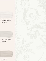 Laura Ashley Pearlescent White Josette 10M Wallpaper - Image 4 of 4