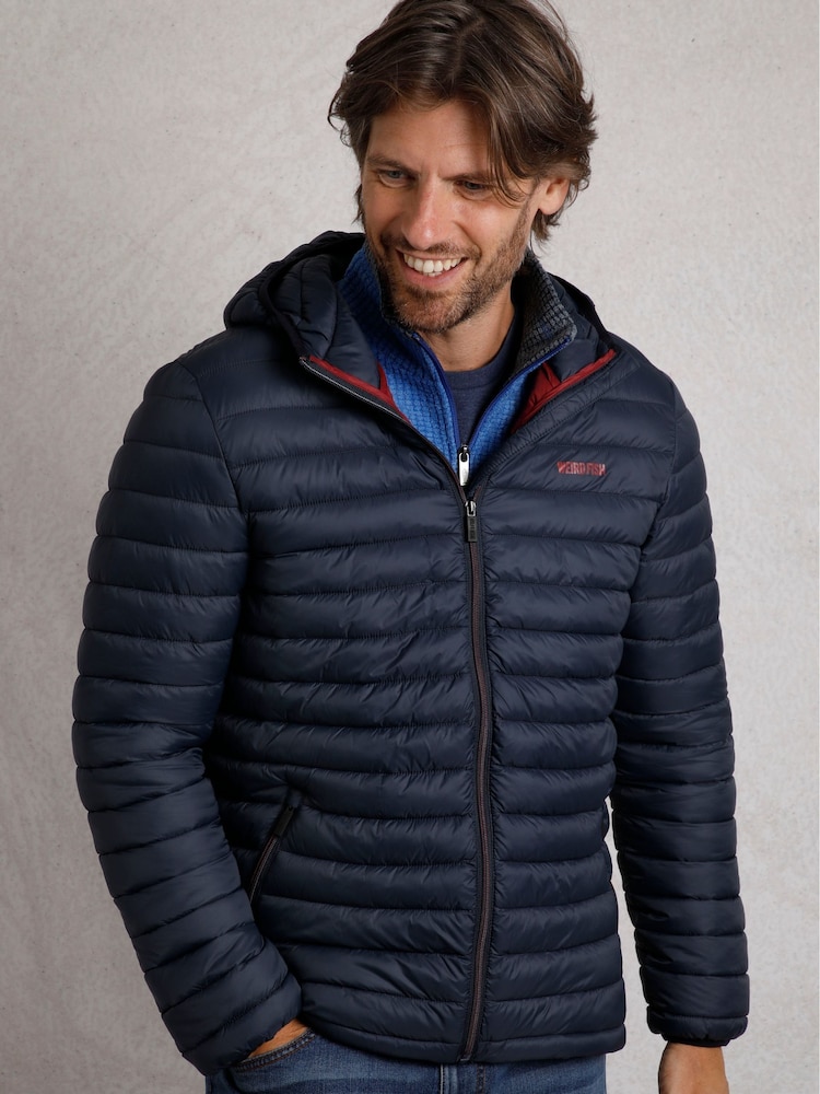Weird Fish Blue Flete Lightweight Showerproof Padded Jacket - Image 1 of 9