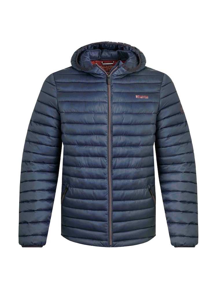 Weird Fish Blue Flete Lightweight Showerproof Padded Hooded Jacket - Image 8 of 8