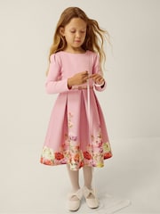 Monsoon Pink Anoushka Long Sleeve Floral Party Dress - Image 1 of 4