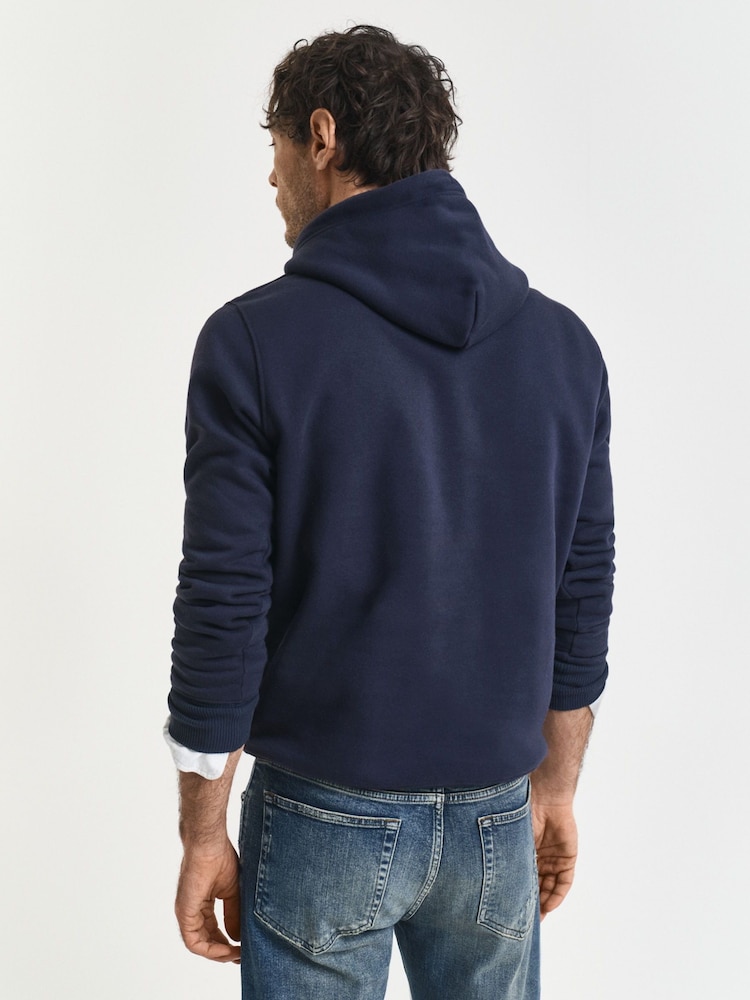 Azul noche - Sin cierres - GANT Regular Shield Sudadera con capucha de cremallera completa - Imagen 2 de 5 Azul noche - Sin cierres - GANT Regular Shield Sudadera con capucha de cremallera completa - Imagen 2 de 5