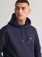Azul marinho - GANT Regular Fit Shield Logo Hoodie - Imagem 3 de 4