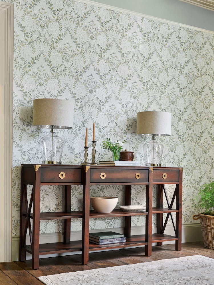 Laura Ashley Dark Chestnut Balmoral 3 Drawer Triple Console Table - Image 1 of 5