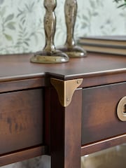 Laura Ashley Dark Chestnut Balmoral 3 Drawer Triple Console Table - Image 3 of 5
