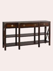 Laura Ashley Dark Chestnut Balmoral 3 Drawer Triple Console Table - Image 4 of 5