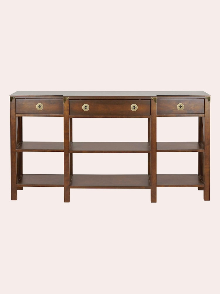 Laura Ashley Dark Chestnut Balmoral 3 Drawer Triple Console Table - Image 5 of 5