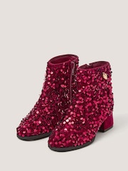 Monsoon Red Sequin Velvet Ankle Boots - Image 1 of 3