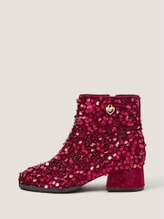 Monsoon Red Sequin Velvet Ankle Boots - Image 3 of 3