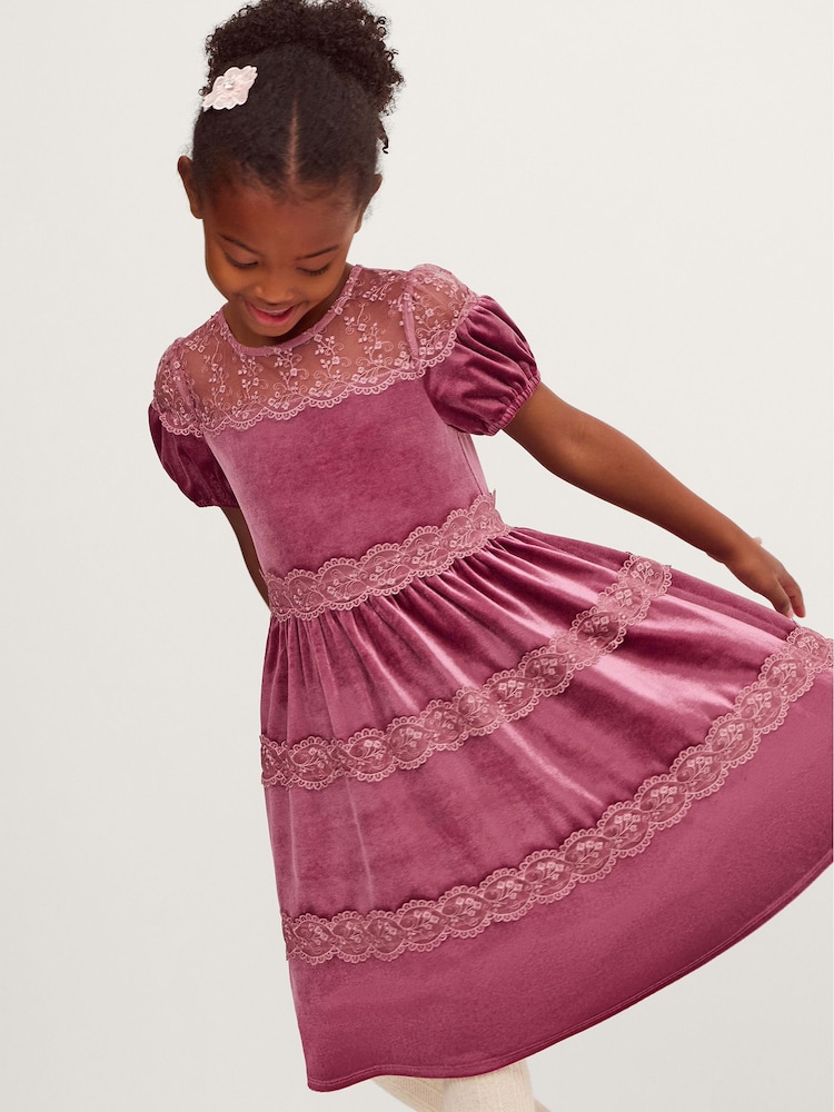 Monsoon Robe de fête Freda en velours et dentelle - Image 1 de 4