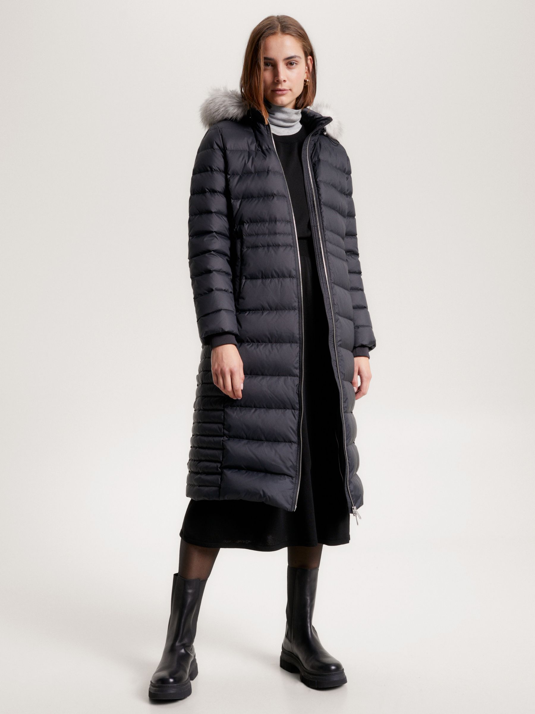 Tommy hilfiger long black coat top
