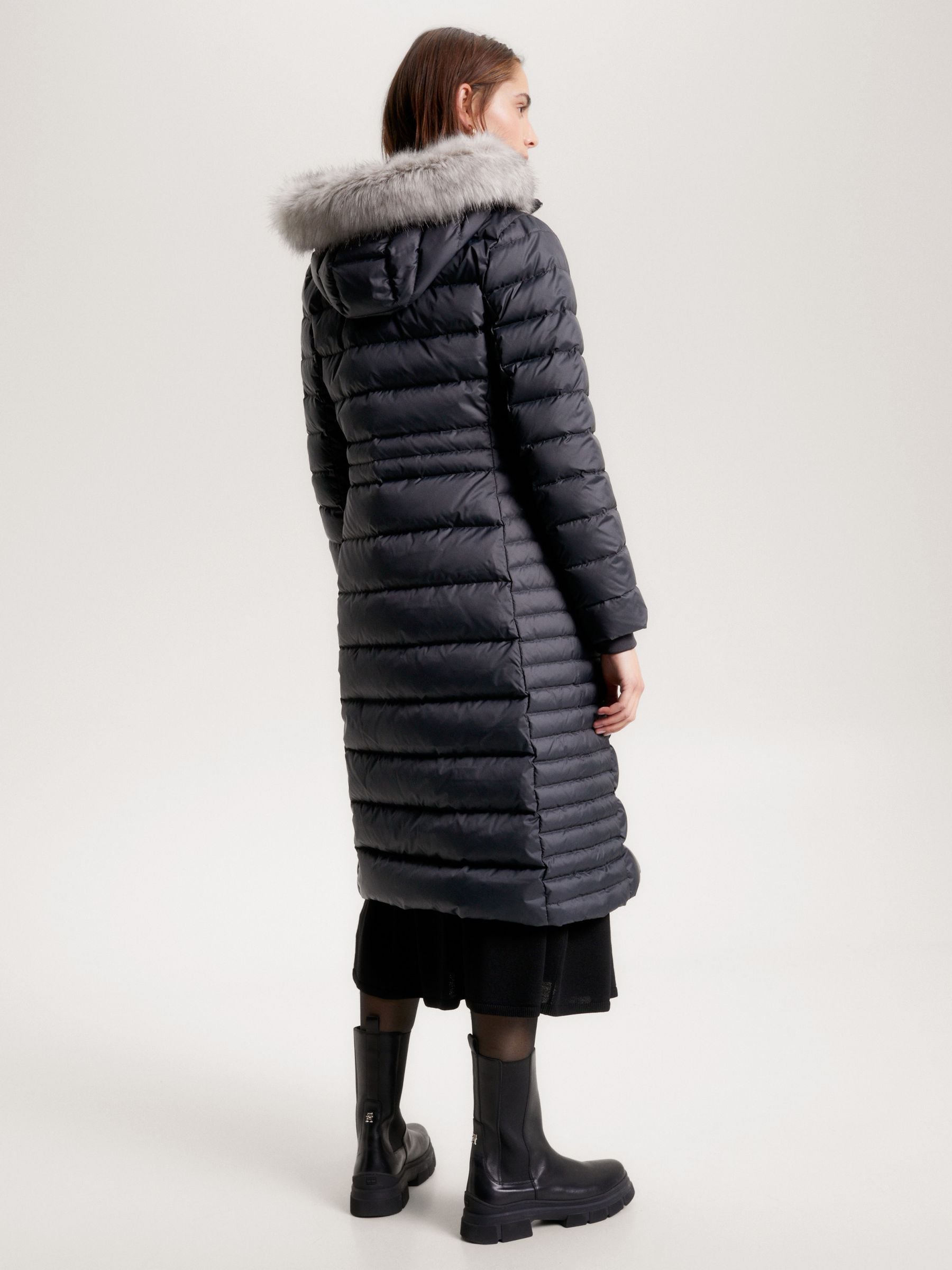 Tommy hilfiger black tyra maxi longline down coat 2025