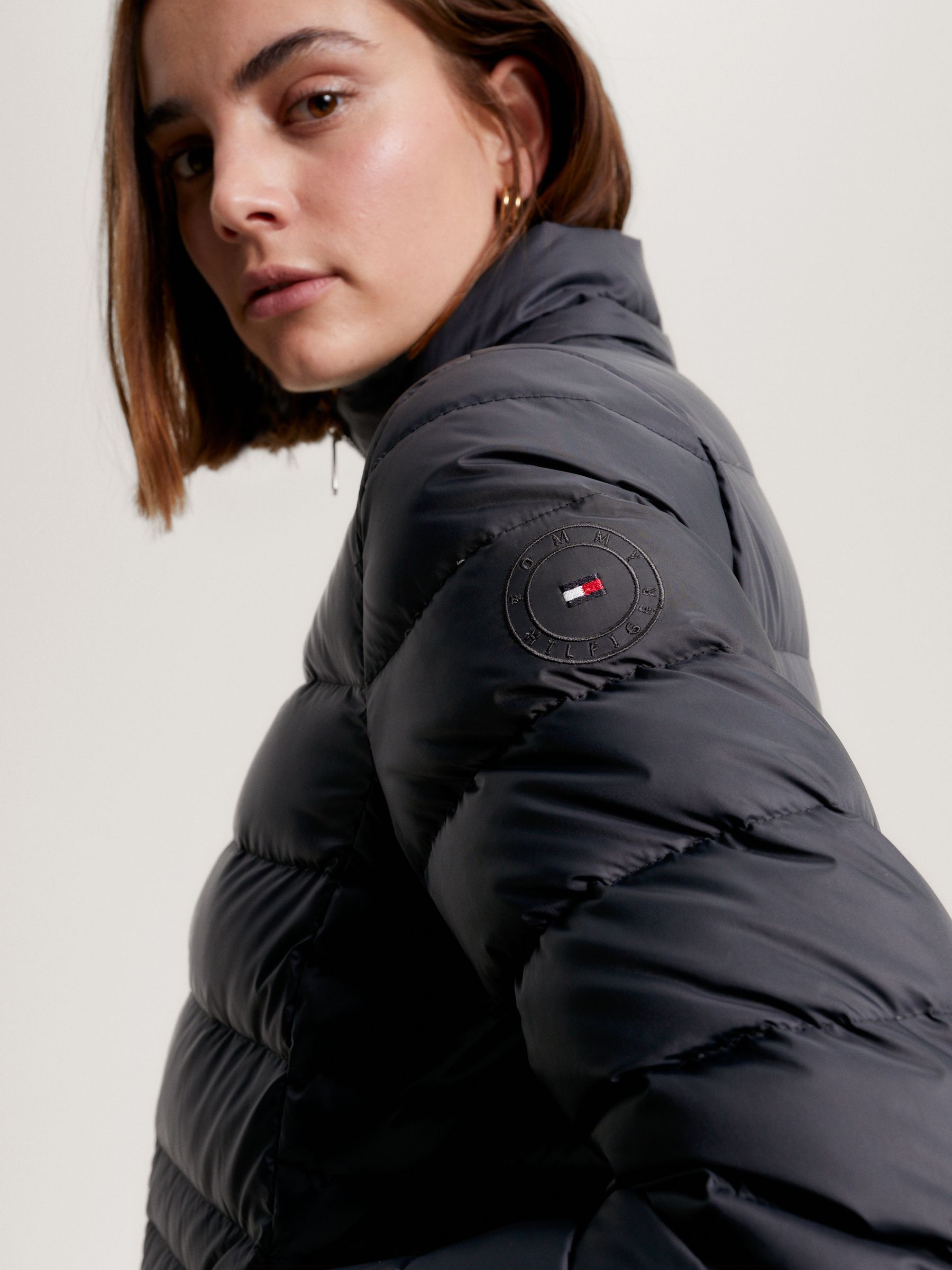 Tommy hilfiger black tyra maxi longline down coat top